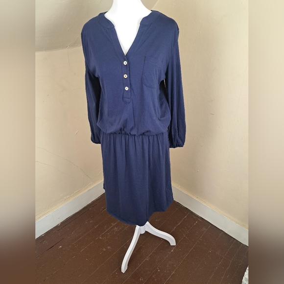 LILLY PULITZER Beckett Blouson Jersey Dress Navy Blue Size M - Picture 4 of 13